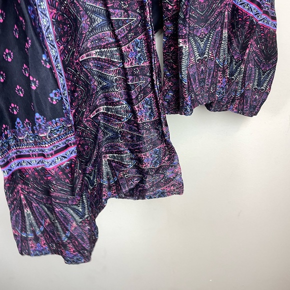 Free People Purple & Black Paisley Bandana Wide Leg Jumpsuit Size 2 - Picture 15 of 17